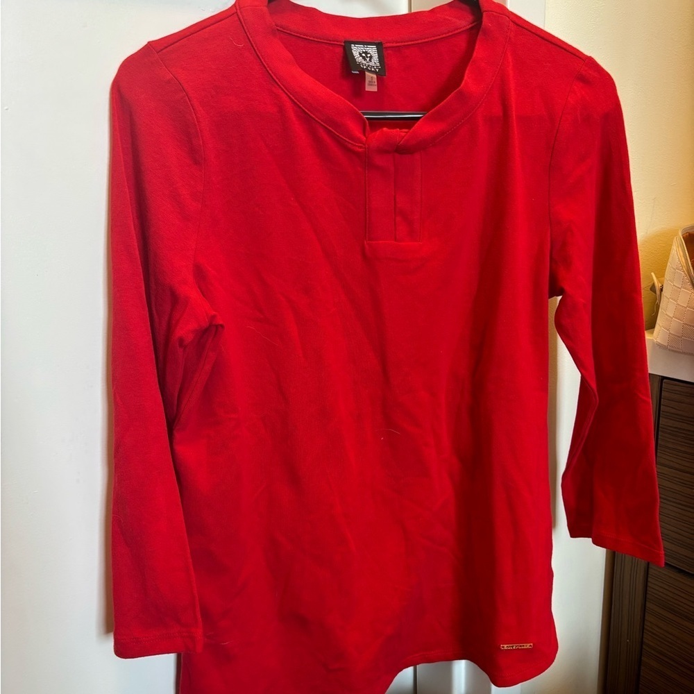 Anne Klein Sport Red Long Sleeve Top